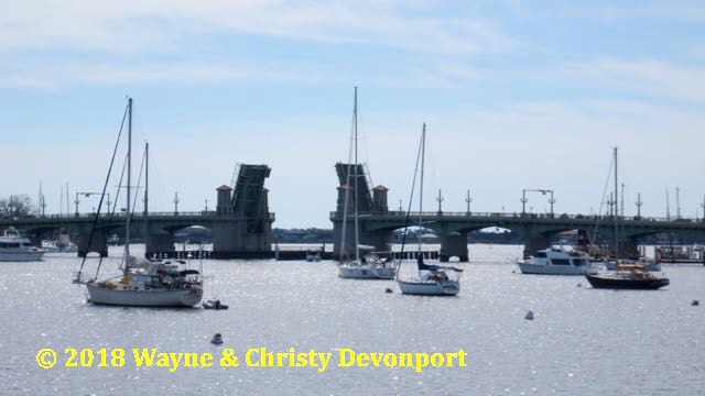 St. Augustine Bridge of Lions, open to let traffic pass